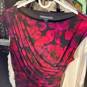 American Living Red and Pink Floral Dress